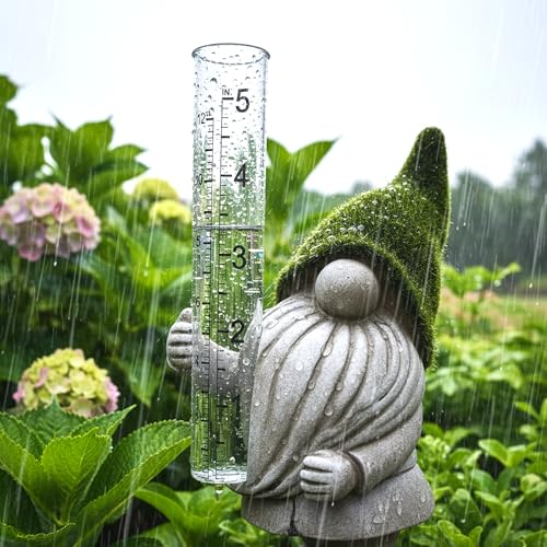 Yard Gnomes Weather Station With Rain Gauge, Garden Statue Yard Decoration