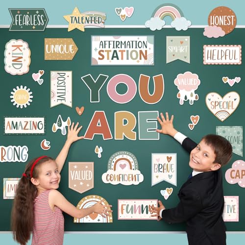 45pcs Boho Affirmation Station Bulletin Board Set Classroom Decor - style: Boho