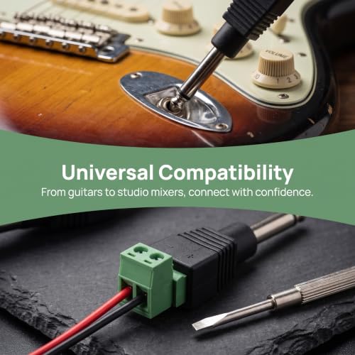 NANYI TS 1/4" (6.35mm) Male Mono Solderless Screw Terminal Plug -4 Pack - color: 4PCS-Green welding free