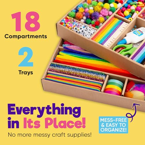 Blue Squid 3000+ pcs Arts and Crafts Supplies for Kids | Craft Kit Box for Kids Age 4-5, 4-8, 6-8, 8-12 | Craft Supplies & Materials Crafts Set Toys Art Box Gifts for Girls Boys Bulk Art Kit