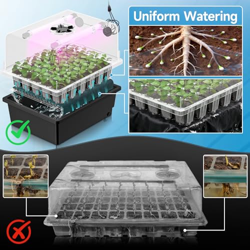 Hon&Guan 30-Cell Seed Starting Kit with Heat Mat and LED Grow Lights - size: 1 Pack