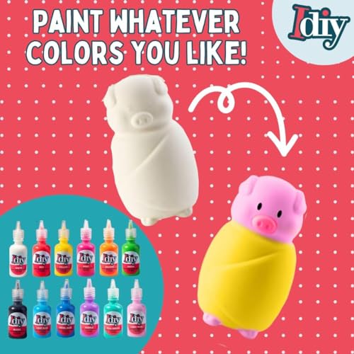 Idiy Jumbo Squishy Toys Craft Kit (8-Pack Food-Animal Hybrids) – Paint Your Own Slow Rising Squishies DIY Art Set – Includes 12 Fabric Paints & Kawaii Foodimal Toys – Unique Gift for Kids Ages 4-12 - color: Food Animal -8pc