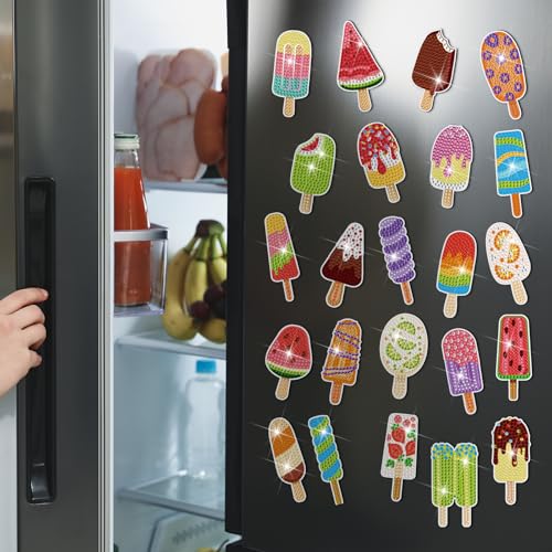 Remuuly 30 Pcs Ice Cream Diamond Painting Magnets Diamond Art Kit for Adult - color: Ice Cream