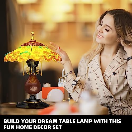 NEWABWN Retro Table Lamp Building Set Mini Blocks Home Decor 804pc - style: C