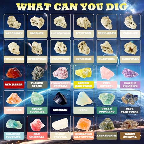 Hiawbon Gemstones Dig Kit Gem Digging Kit for Kids Ages 6+