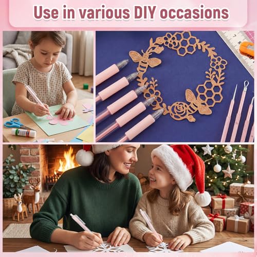 24 Pcs Craft Knife Pen Set, 6 Craft Knives with 12 Refills, Pink - color: Pink