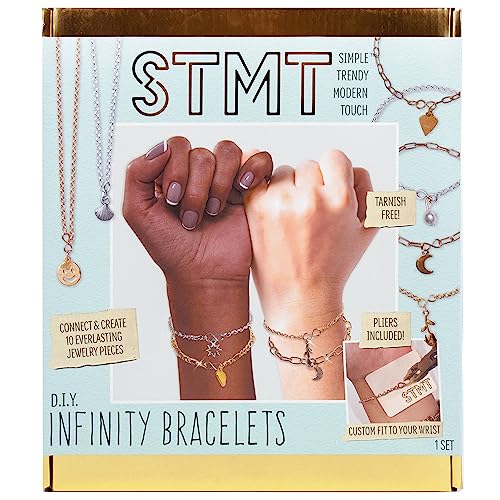 STMT DIY Infinity Jewelry Kit, Make 10 Forever Bracelets, Permanent Bracelet Chains, No Welding Needed, Custom-Fit, Unisex, Multi, Life-Size, Not Foldable, Ages 8+ - style: Infinity