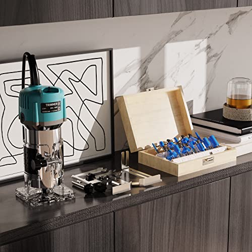 TwoWin Router Tool, 110V-120V 800W Compact Wood Router Tool for Woodworking - color: Brown and Blue
