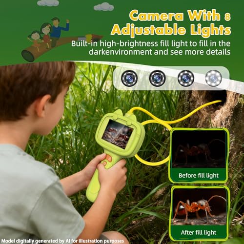 Kids Borescope Camera, STEM Outdoor Exploration Toy for Age 3+ Years Old - color: Yellow