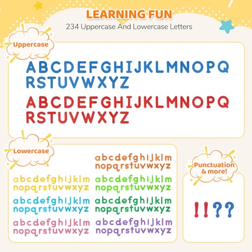 LovesTown 234PCS Magnetic Letters Set, Double-Sided Board & Storage Box - color: Rainbow, size: Medium