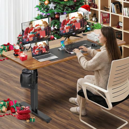farexon 55x24 Inch Electric Standing Desk with Mouse Pad, Brown - color: Brown, size: 55 x 24''