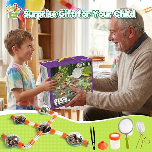 Bug Catcher Kit for Kids, Insect Catching Set with Bug Habitat, Magnifier