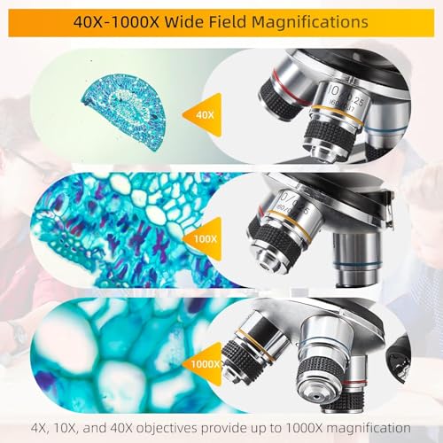 SWIFT Compound Monocular Microscope SW200DL with 40X-1000X Magnification, Dual Light, Precision Fine Focus, Wide-Field 25X Eyepiece and Cordless Capability for Student Beginner