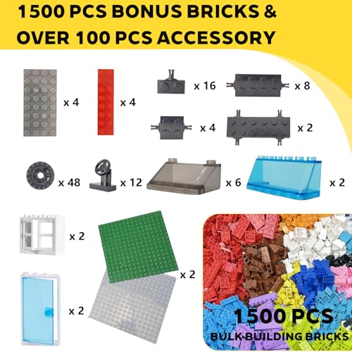 1600 Pieces Building Bricks, Classic Bulk Building Blocks for Kids - size: 1600