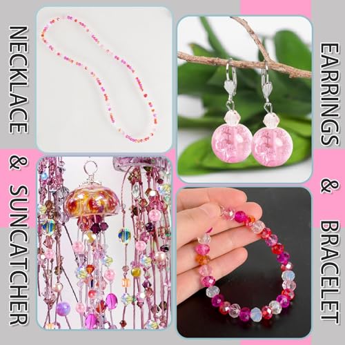 Red Glass Beads Bulk for Jewelry Making, Suncatchers, Crafts Crystal Bead - color: Red, size: 636pcs