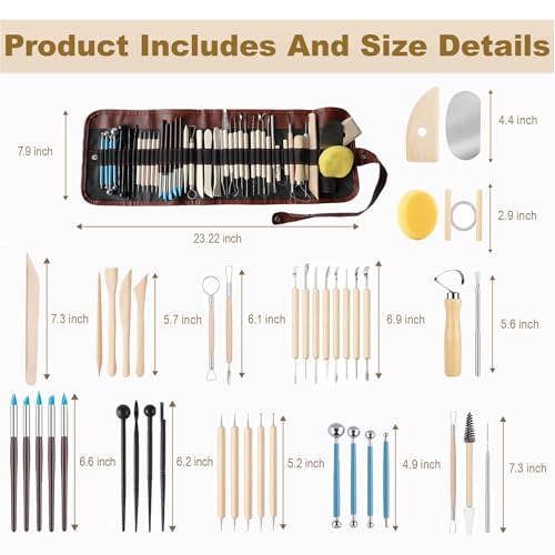 CeeVian Pottery Sculpting Tools Set 43PCS Clay Carving Tools - color: Wood-43PCS