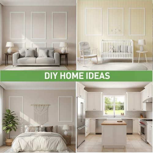 Pre Cut Wall Molding Kit, 3 Set Ready-to-Assemble Wainscoting Panels - size: 24" x 54"
