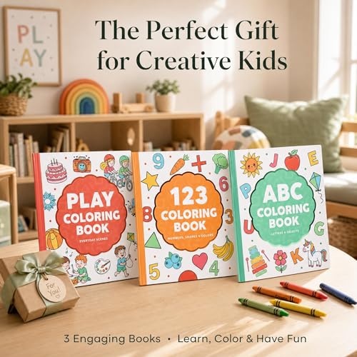 ZICOTO Fun Coloring Book for Kids - Set of 3 Cute Toddler Coloring Books