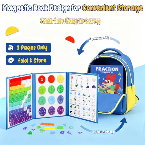 Magnetic Fraction Book for Kids, Magnetic Playbook Fraction Puzzle Set