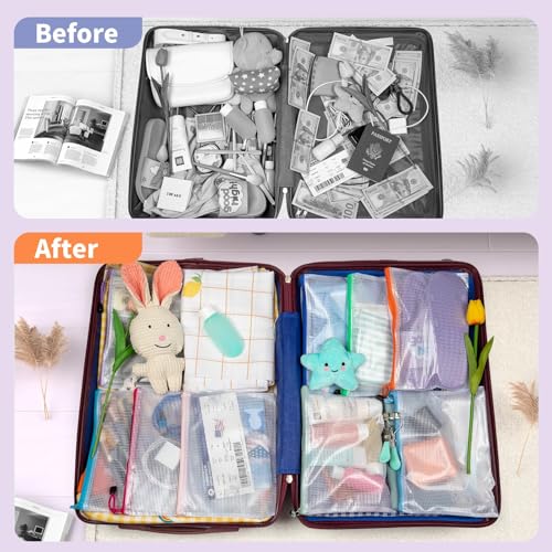 Umriox 12 Pack A5 Mesh Zipper Organizer Bags, Color Coded Storage Pouches - style: A5-12P