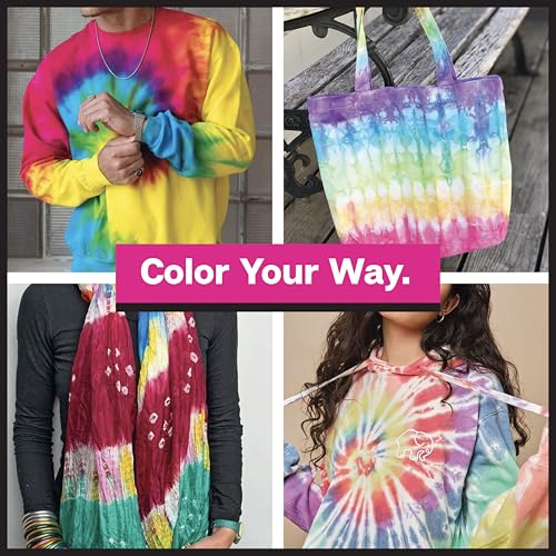 Tulip One-Step Tie Dye Kit, Large Group Activity, Gift, 14 Vibrant Colors, Permanent Fabric Dye, Easy Clean-up, 18 Prefilled Full-Size Bottles and Tools