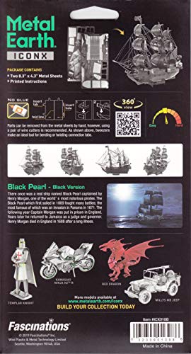 Metal Earth Puzzle 3D Black Pearl Ship Pirates of The Caribbean Metal Puzzle Model Kits for Adults Moderate Level 14.61 X 4.45 X 11.43 Cm