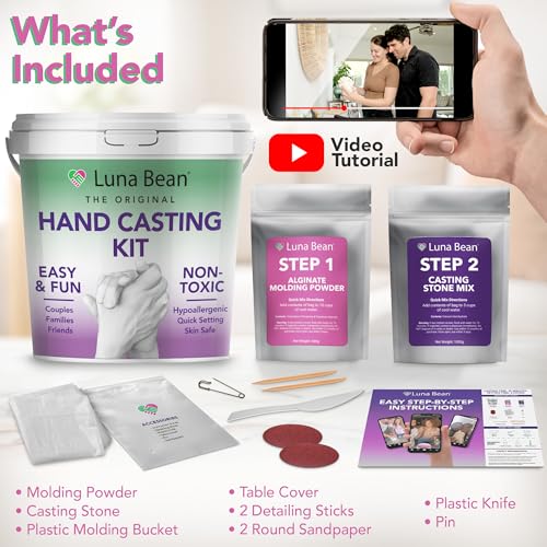 Luna Bean Hand Casting Kit – Couples, Anniversary, Wedding, Hand Mold - size: Large