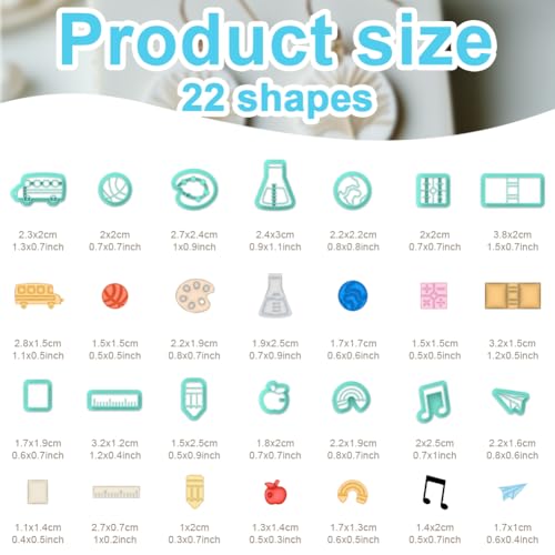 22Pcs School Polymer Clay Cutters Book Pen Clay Earrings Cutters - style: Campus