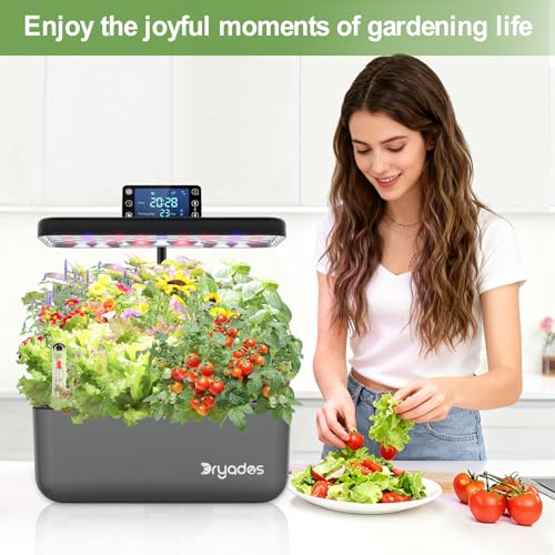 Hydroponics Growing System Kit with Seeds, 12-Pod Indoor Garden with 24W Full-Spectrum LED Grow Light, Smart LCD Control and 7L Water Tank for Herbs, Lettuce, Vegetables and Flowers(Black) - color: black