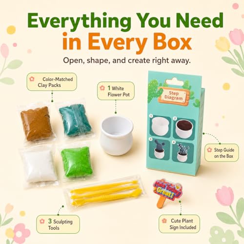 Air Dry Clay Kit for Kids, 12 Plants Modeling Magic Clay Sculpting Tools - color: Colorful Plant Kit