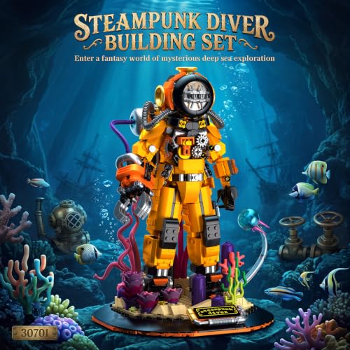 Steampunk Diver Building Set for Adult, Mechanical Building Blocks 1333 PCS
