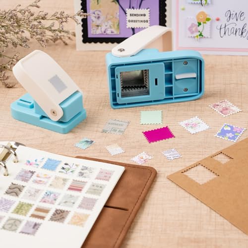 BAOFALI 2Pcs/Set Stamp Punch,Stamp Puncher, 0.6 x 0.5 inch, 1 x 0.8 Inch, Rectangular Stamps Punch, Lever Craft Hole Cutter Puncher, Paper Punches for Journaling Crafting DIY Scrapbooking Crafts - color: 1 x 0.8 Inch +0.6 x 0.5 inch