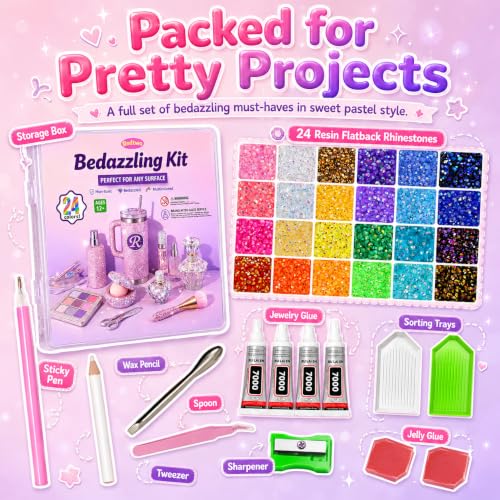 Redtwo 40000Pcs Resin Jelly Rhinestones for Bedazzling Kit - size: 3mm-40000pcs