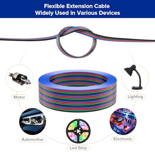 BTF-LIGHTING 20AWG 4 Pin 32.8ft Extension Cable, UL Recognized Component - size: 4 Conductor, style: 20 Gauge