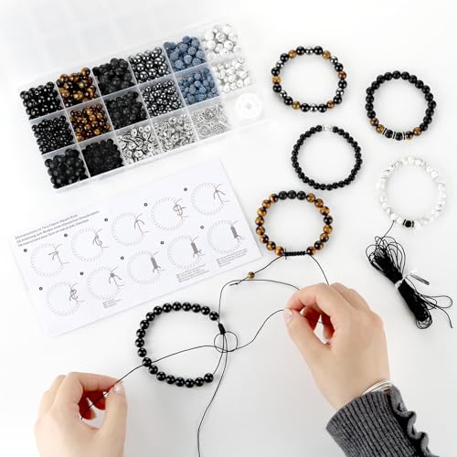 Zefy 467 Pcs 6/8mm Natural Stone Beads (14 Colors)