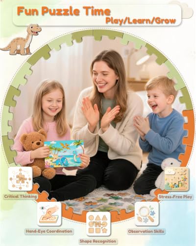 Dinosaur Puzzles for Kids Ages 8, Wooden Jigsaw Puzzles 4-Pack
