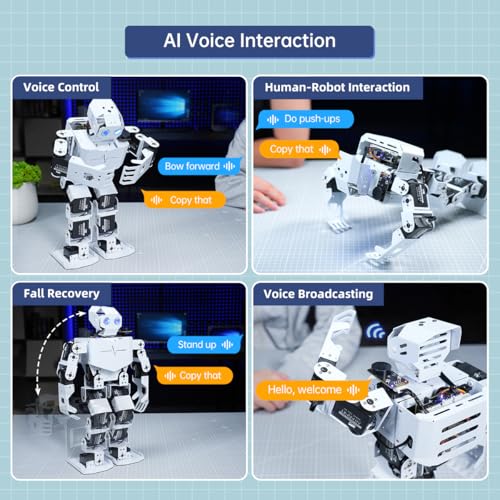 AI Vision & Voice Interaction Robot for Arduino Scratch Python Programming 17DOF Humanoid Robot Large AI Model STEM Project Education Voice Command Walking Dancing Self-Stand Up, Tonybot Standard kit