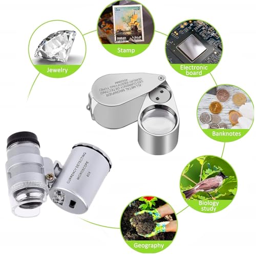 High Accuracy Professional Diamond Tester Pen, Jewelry Diamond Tester with 60X Mini LED Magnifying&40X Full Metal Illuminated Jewelry Loop Magnifier,Diamond Selector for Novice and Expert