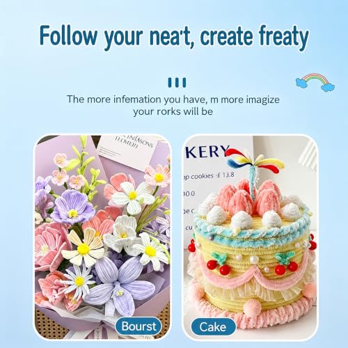 1050 Pcs Pipe Cleaner Flower Kit, Complete DIY Flower Bouquet Making Kit, - color: Macarons1000