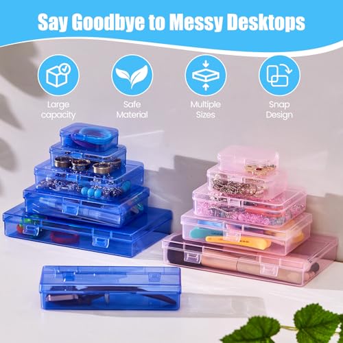 Goodma 8 Pieces Rectangular Plastic Storage Boxes, Blue, 4.5x3.3x1.1 inch - color: Blue, size: 4.5 x 3.3 x 1.1 in