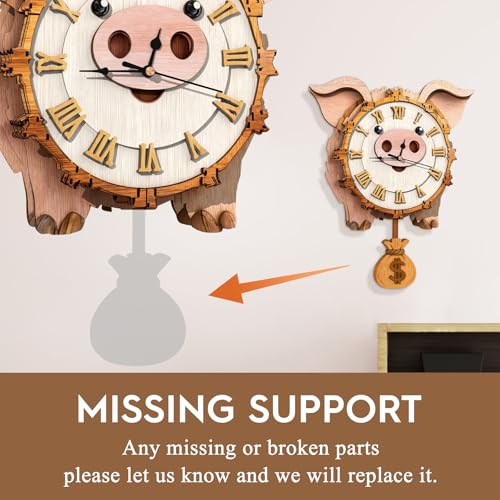 3D Puzzles for Adults Wooden Pig Puzzle Clock Adult Crafts - color: Pig Clock