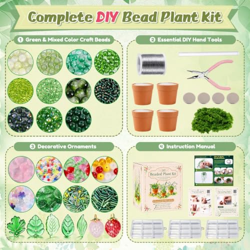 JMCHAINHF Beaded Plant Kit for Beginners with Detailed Video Tutorials - color: Forever Plant Gift Collection - Starter Kit