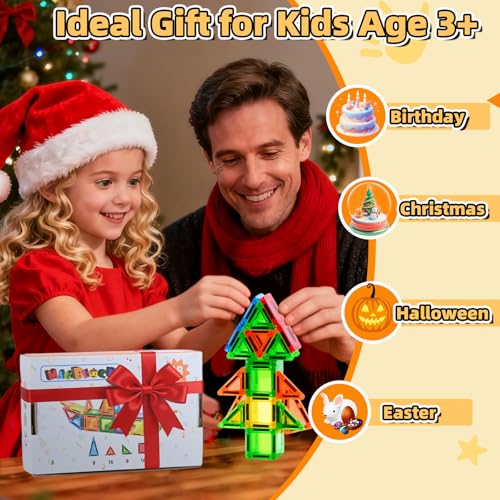 MAGBLOCK 48PCS Mini Magnetic Tiles with Storage Box for Kids 3+ - size: 48pcs