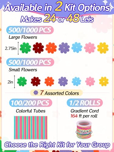 Cosweet Lei Making Craft Kit for Kids, Makes 24 Flower Necklaces