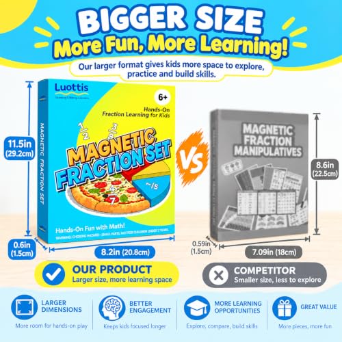 Larger 11.5" Magnetic Fraction Playbook - Montessori Math Manipulatives