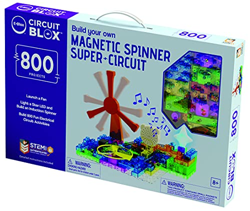 E-Blox Circuit Blox Builder - 800 Projects Circuit Board Building Blocks Coding Kit Toys Set for Kids Ages 8+, CB-0187 - style: Magnetic Spinner Super Circuit