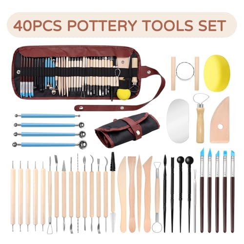 VIBRATITE 10LB Air Dry Clay with 40PCS Pottery Tools, White Modeling Clay