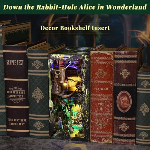 DIY Book Nook Kit, Alice Down The Rabbit Hole Miniature House Kit with LED - color: Alice Down the Rabbit Hole