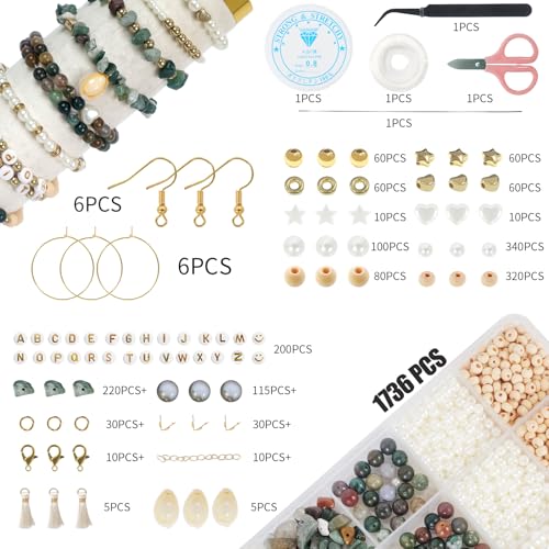 Jewelry Making Supplies Kit, Bracelet Making Kit, Natural Stone Beads - color: Indian Jasper