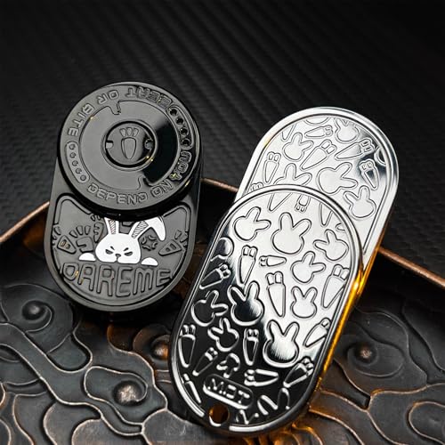 Desperate Rabbit Fidget Slider, Metal Fidget Toys Adults Haptic Coin Infinite Rotation Push, EDC Fidget Toys Sensory Toy Executive Desk Toy for Keep Focus & Stress Relief (Mix Black) - color: Mix Black